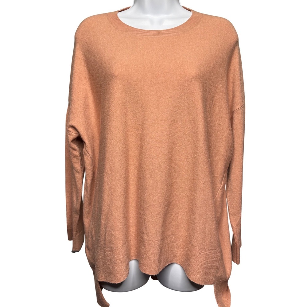 EILEEN FISHER Womens Peach Wool Blend Pullover High-Low Hem Sweater S Oversized